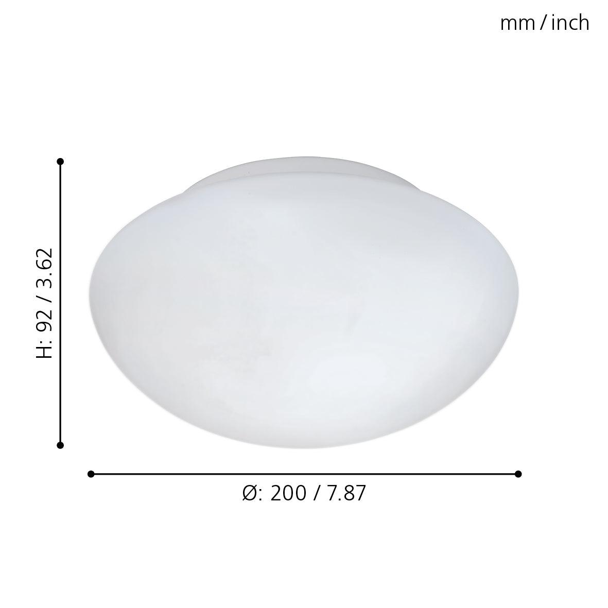 Eglo Ella White Opal Glass Flush Mount Ceiling Light Fixture - 20cm Modern LED Lighting for Bedroom, Kitchen, Hallway & Living Room