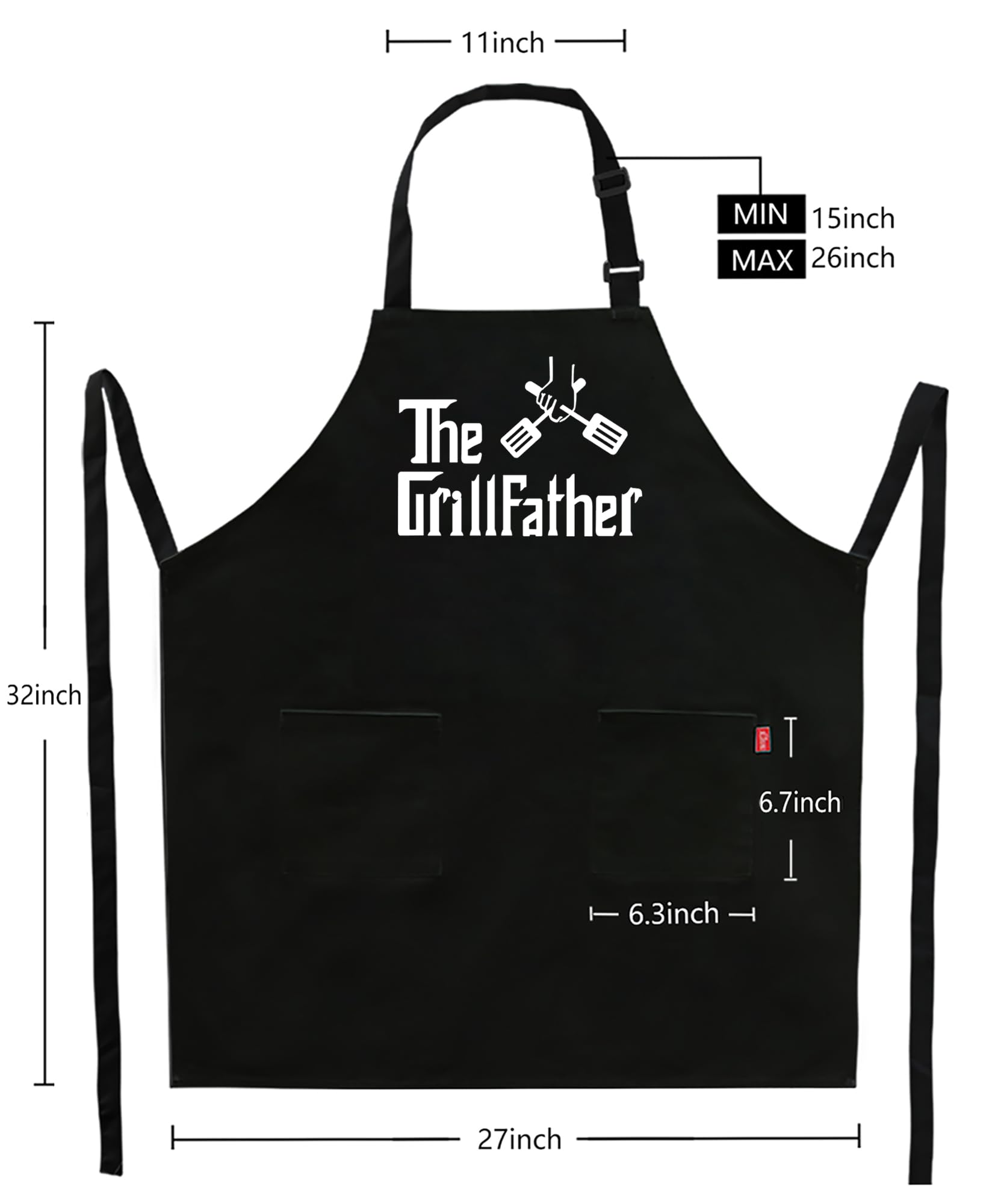 Funny BBQ Grill Apron for Men - Best Cooking & Grilling Apron with 2 Pockets - Perfect Gift for Dad on Father's Day, Birthday & Christmas - Ideal for Backyard BBQ, Camping & Outdoor Cooking