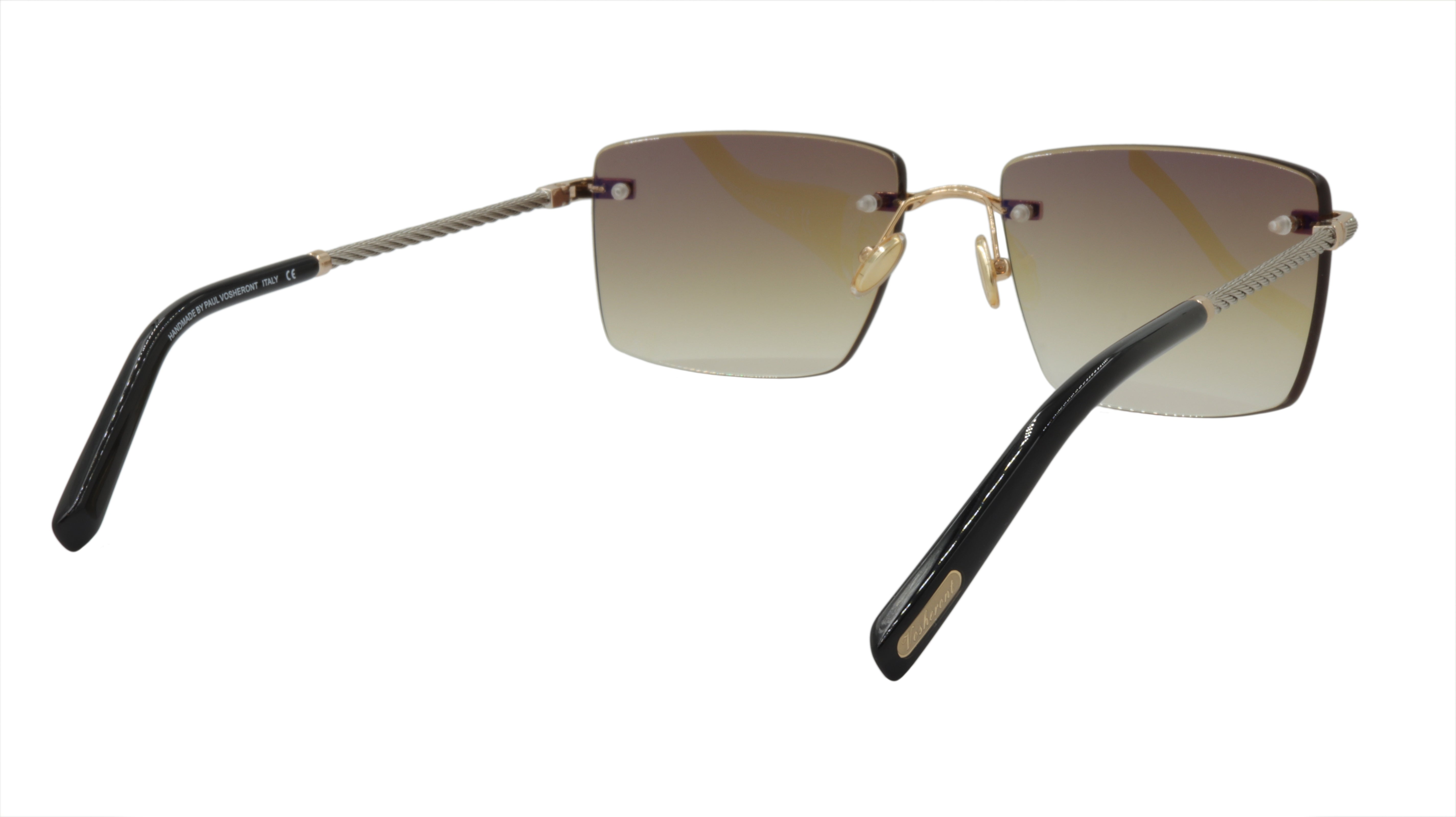 Paul Vosheront Gold Plated Metal Acetate Gradient Sunglasses - Italian Design PV601S C1 for Men & Women | Perfect for Beach, Driving & Outdoor Activities
