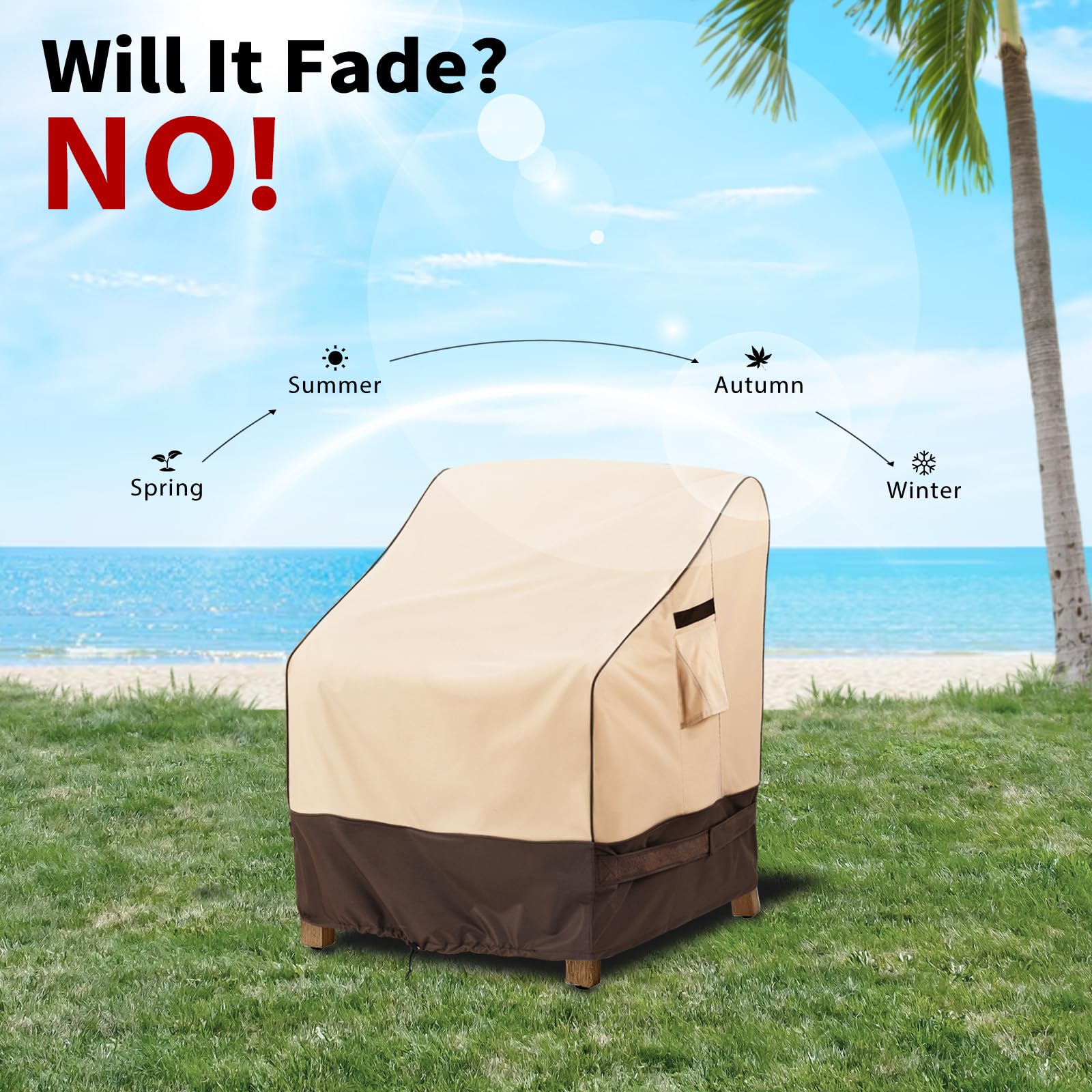 Waterproof Patio Furniture Covers 32x37x36 Inches - 2 Pack Outdoor Chair Covers for Lawn, Garden & Deck - Heavy Duty Khaki Weatherproof Protection (Ideal for Rain, Snow & Sun Protection)