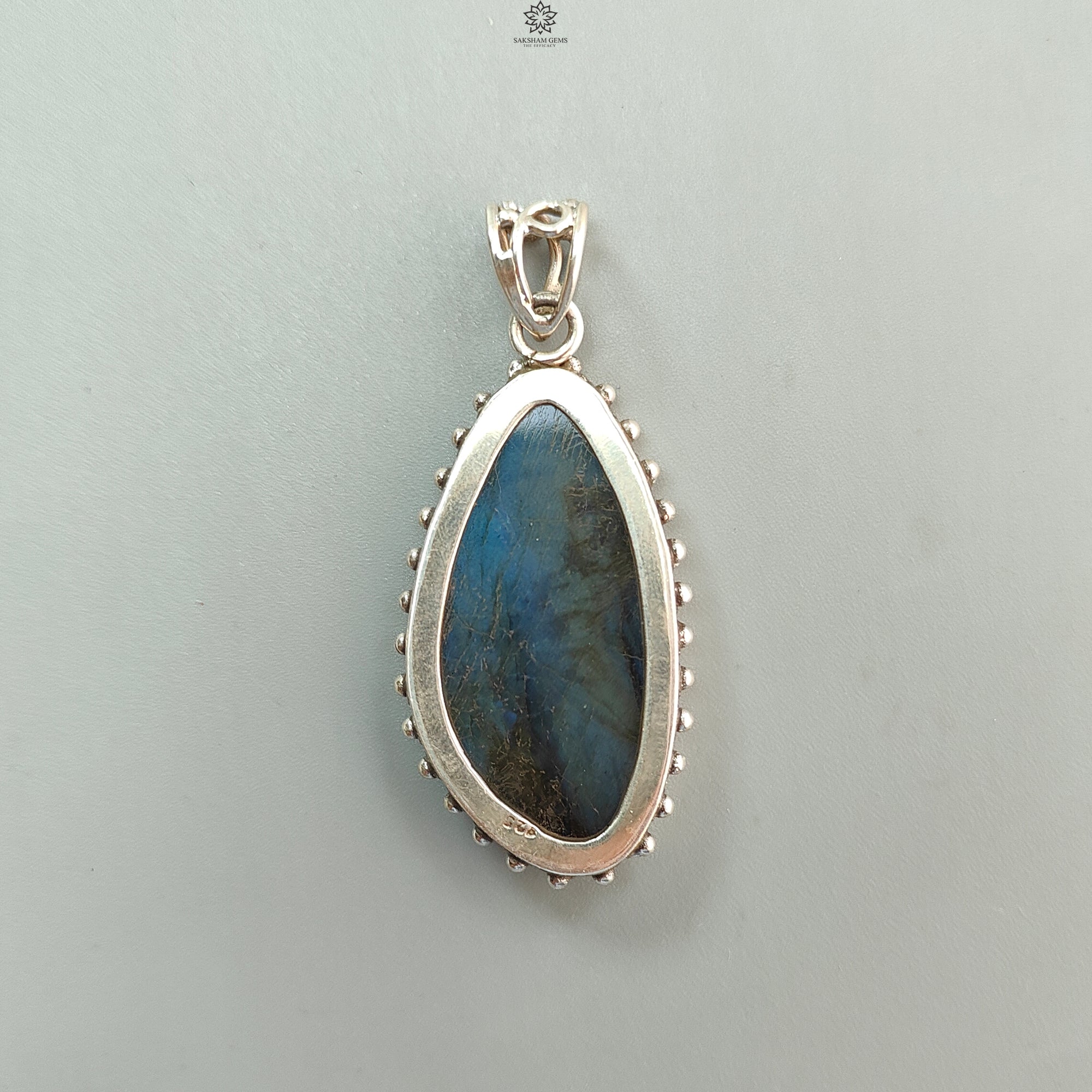 Natural Blue Labradorite Pendant in 925 Sterling Silver – 16.34g Untreated Fancy Shape Bezel Set Jewelry for Women | Perfect for Everyday Wear, Gifts & Spiritual Healing