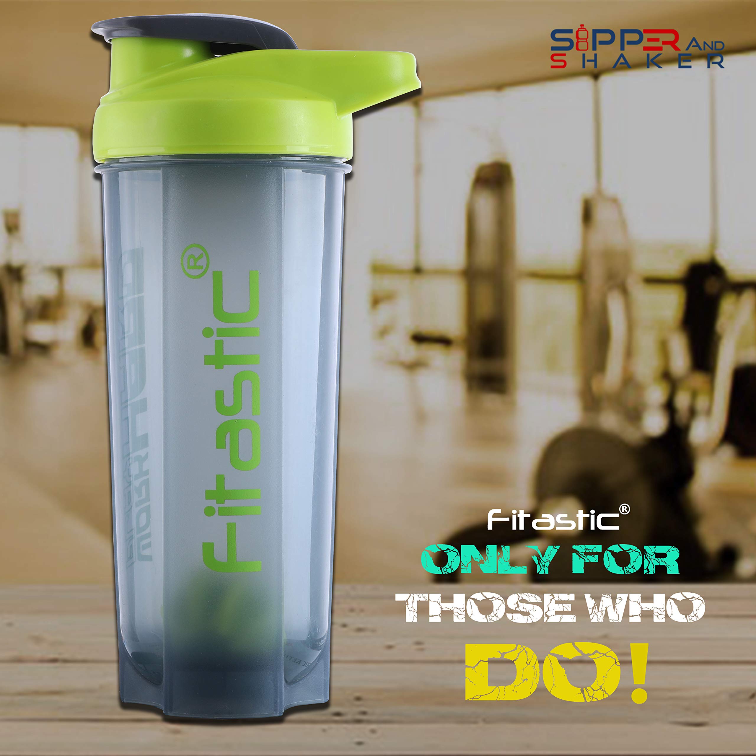 Fitastic 700ml Protein Shaker Bottle with Blender Ball - Leak Proof Green Sports Water Bottle for Gym, Workout & Post Exercise Recovery