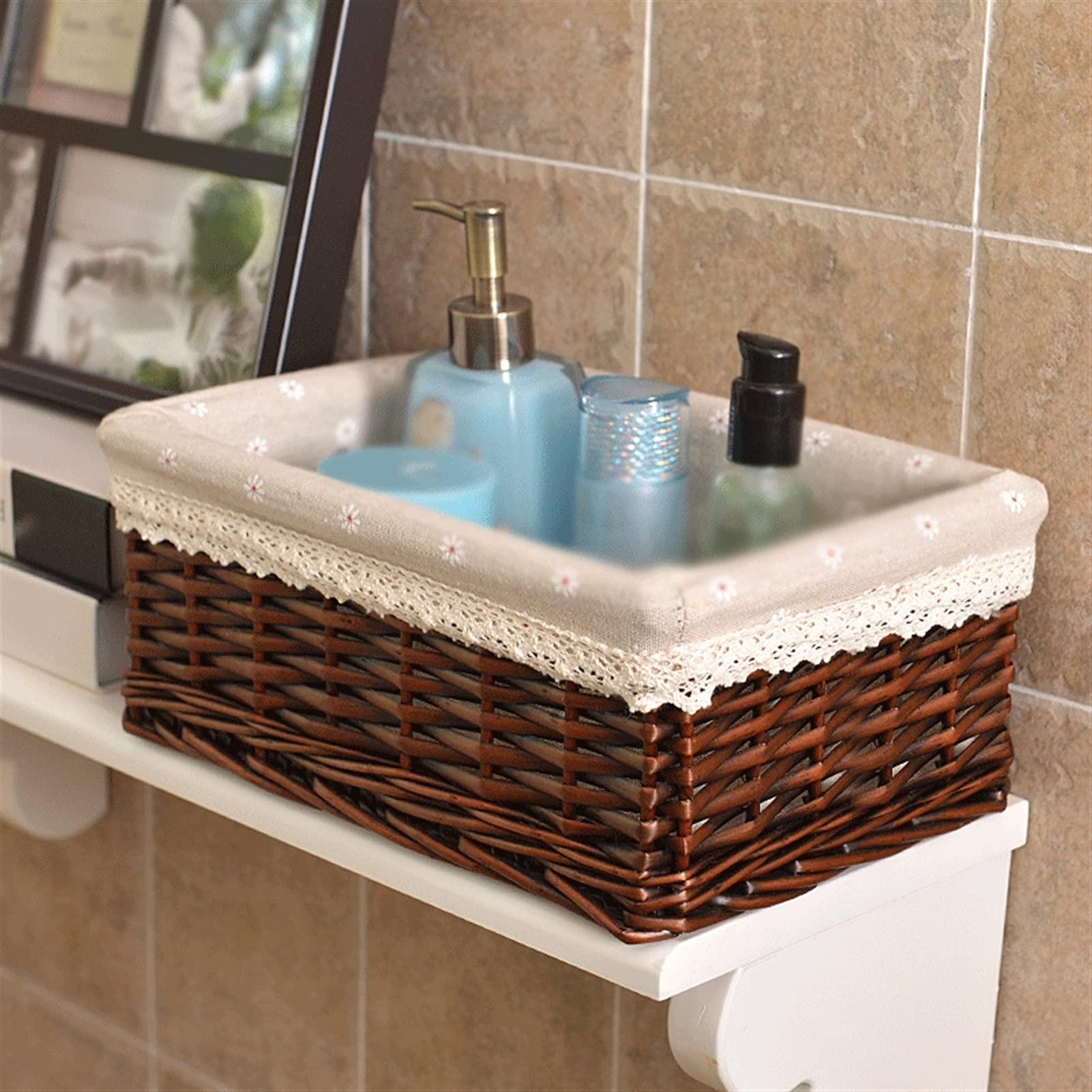 4-Piece Wicker Basket Set - Storage Basket for Bread, Fruit & Food Serving | Fabric Storage Bins & Laundry Baskets for Home Organization | Perfect for Kitchen, Pantry & Bathroom Storage