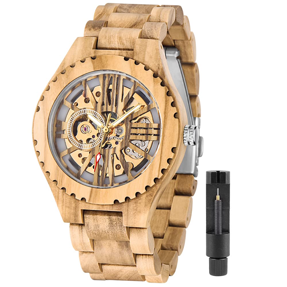 Wooden Watch for Men - Mechanical Movement & Wooden Strap | Perfect for Father's Day & Birthday Gifts
