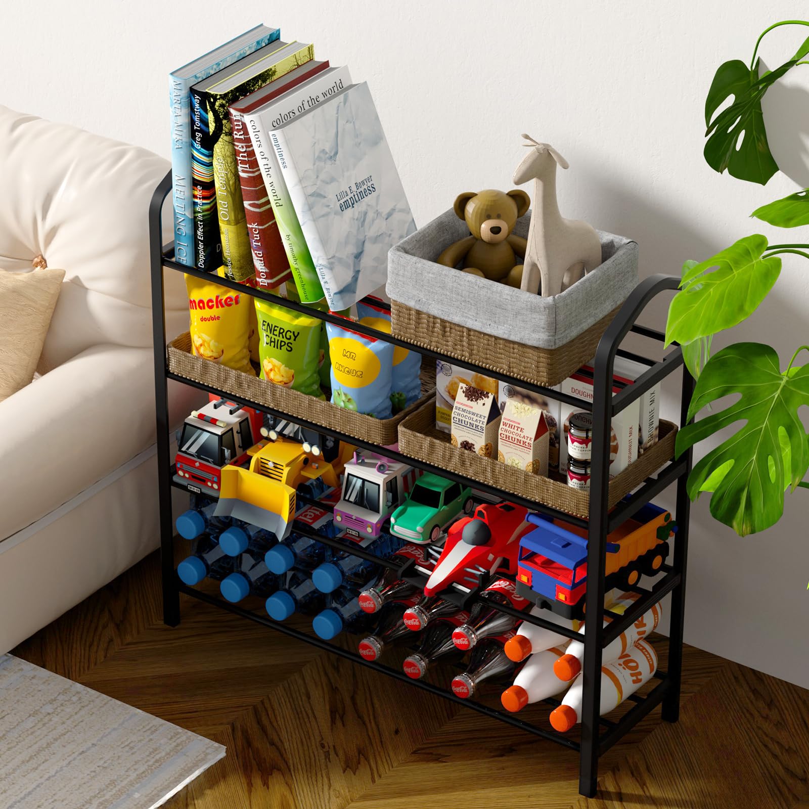 YSSOA 4-Tier Stackable Shoe Rack Organizer - Sturdy 12-Pair Shoe Storage Shelf for Bedroom, Entryway, Hallway & Closet - Space Saving Black Shoe Tower for Sneakers, Boots & Sandals - Perfect for Small Spaces & Apartment Living