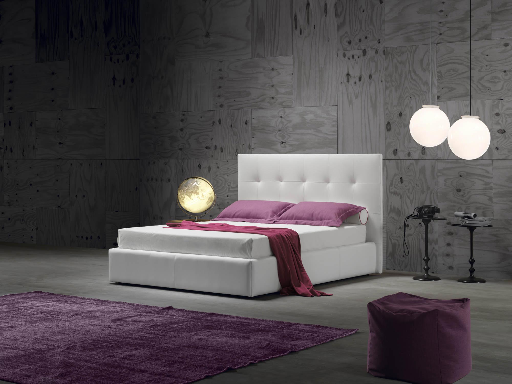 Novaluna Modern Wall Platform Bed Frame - Italian Made Solid Wood Queen Size Bed for Bedroom & Guest Room