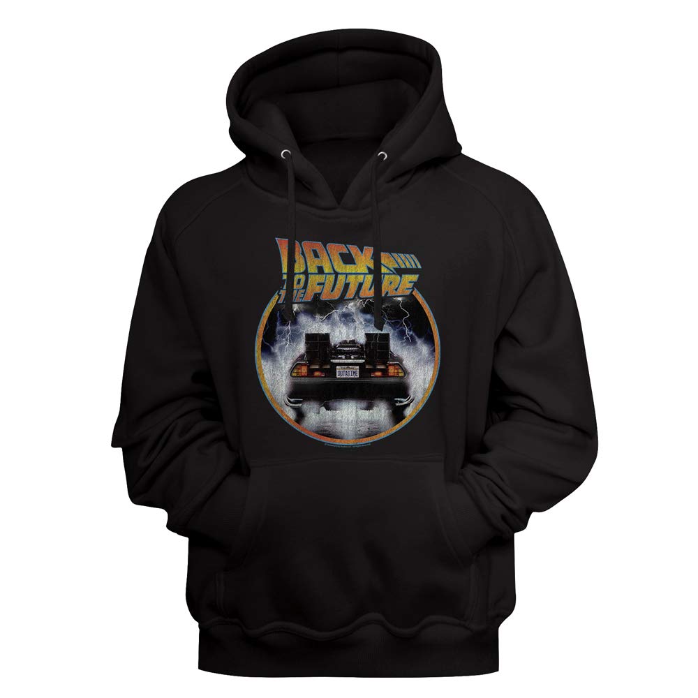 Back to The Future 80s Movie Time Machine 'Outatime' Plate Hoodie - Vintage Long Sleeve Sweatshirt for Men & Women - Perfect for Cosplay, Movie Nights & Retro Fashion