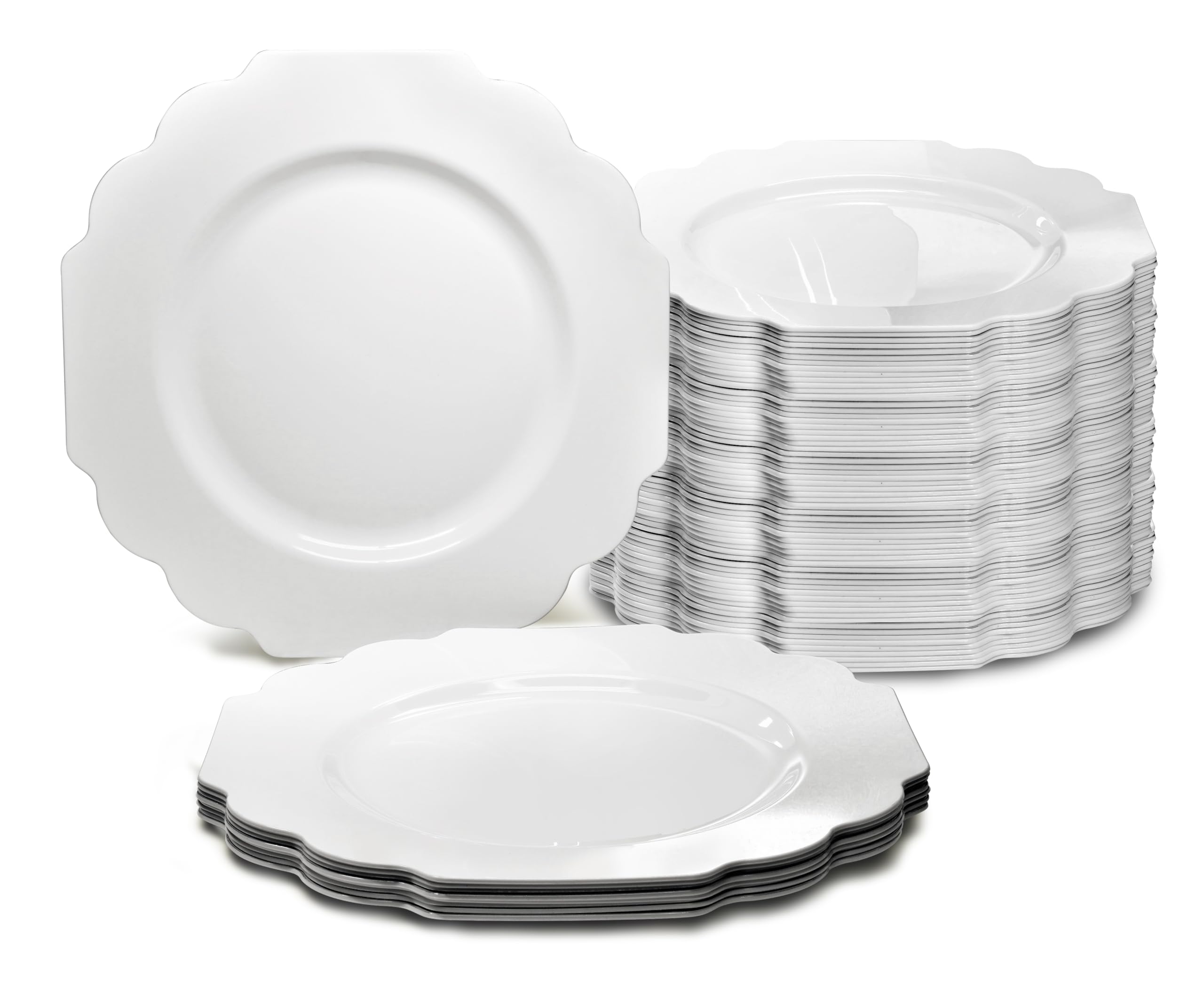 240-Pack Heavyweight Disposable Plastic Plates - 10.5 Inch White Dinner Plates for Weddings, Parties & Events - Durable & Elegant Tableware for Catering, BBQs & Family Gatherings