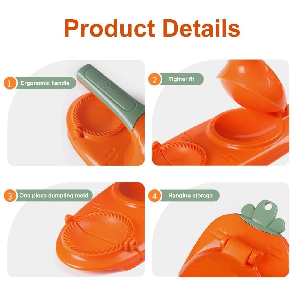 2 in 1 Dumpling Maker Press - Manual Dumpling Wrapper Mold for Chinese Food, Empanadas, Ravioli, Pierogi & Hand Pies - Green Kitchen Tool for Homemade Pastry & Asian Cuisine | Perfect for Family Cooking & Party Snack Preparation