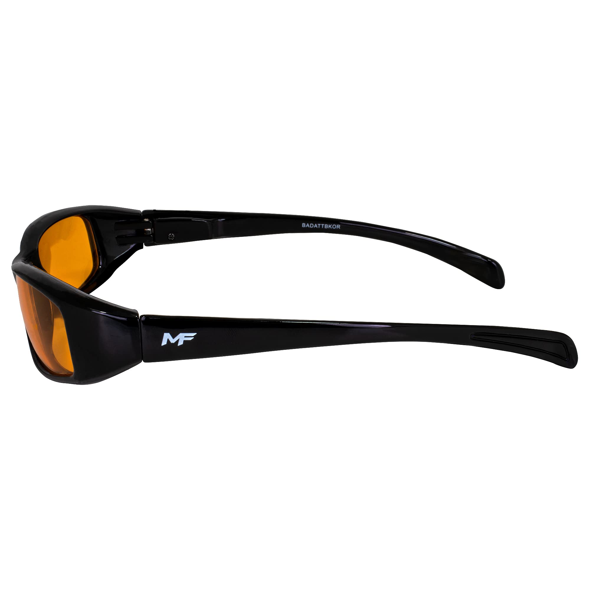 3 Pairs MF Eyewear Bad Attitude Motorcycle Glasses - Shatterproof Polycarbonate Black Frame, UV400 Protection, Scratch-Resistant Lenses (Clear/Orange/Red) for Motorcycle Riding, Cycling & Outdoor Sports