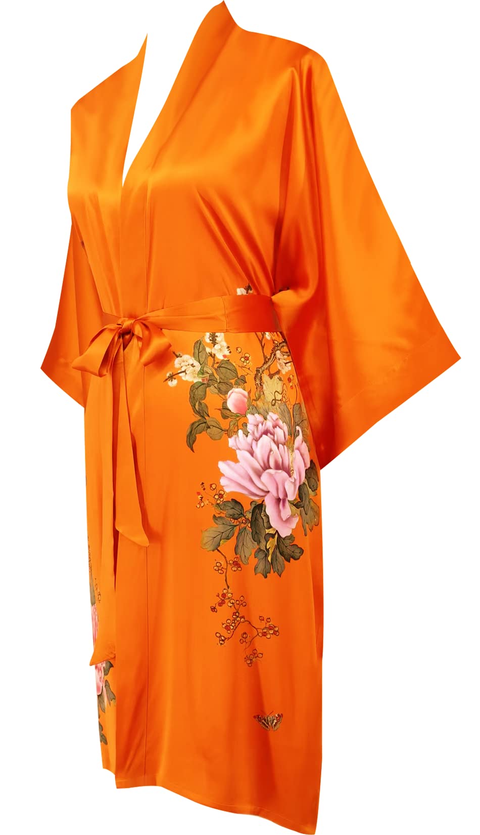 Women's 100% Silk Kimono Robe - Short Sleeve Bathrobe & Pajama Set - Lightweight Loungewear for Spa, Yoga & Home Relaxation