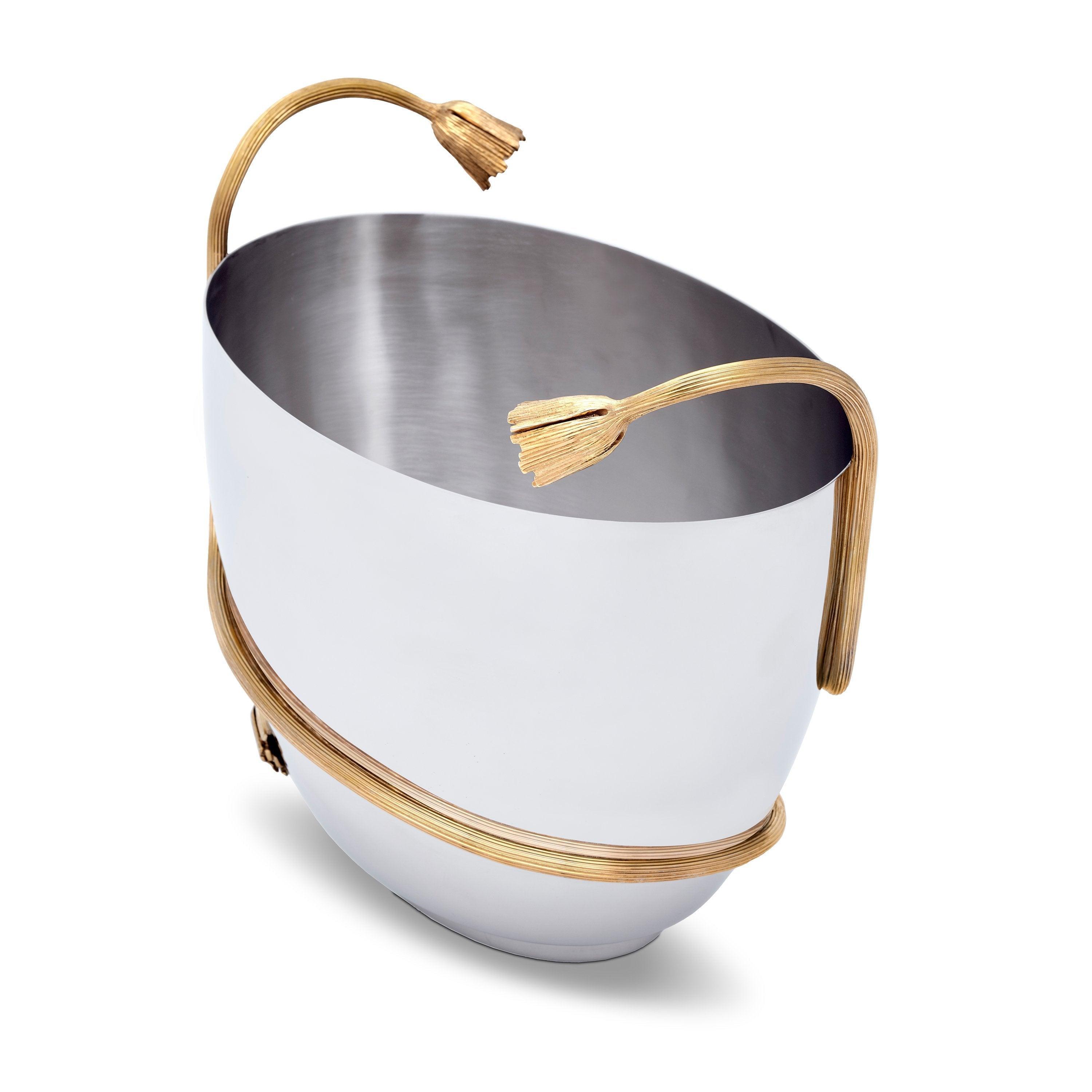 Champagne Bucket with Deco Leaves - Elegant Ice Bucket for Wine & Champagne - Perfect for Weddings, Parties & Home Decor