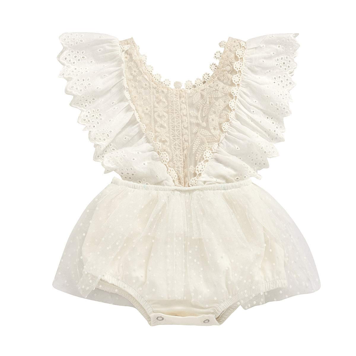 Newborn Baby Girls Clothes | Infant Ruffle Sleeveless Romper Bodysuit with Lace Tutu Dress | Cute Jumpsuit Outfits for 0-12 Months | Perfect for Photoshoots, Parties & Special Occasions