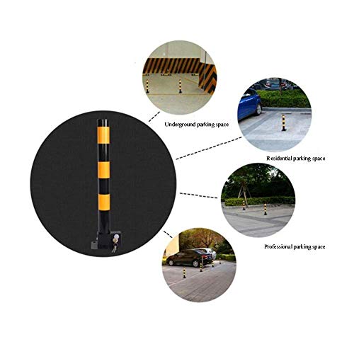 Anti-Theft Parking Lock - Heavy Duty Garage Parking Barrier with Black-Yellow Bollard for Private Parking Spaces | Secure Your Driveway, Garage, or Business Parking Area