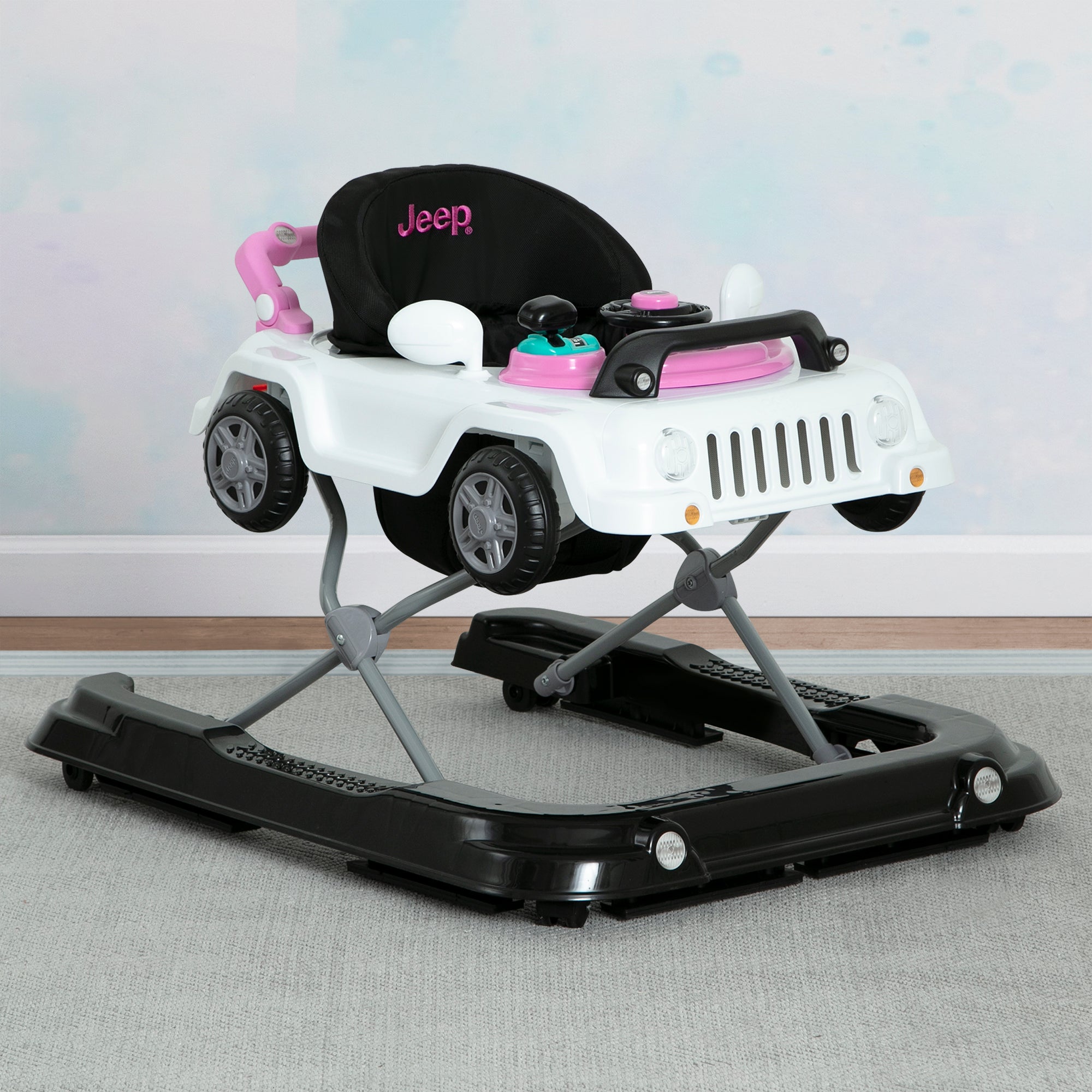 Jeep® Classic Wrangler 3-in-1 Grow With Me Baby Walker - Adjustable Infant to Toddler Walker with Wheels for Learning to Walk - Perfect for Indoor Play & First Steps Development