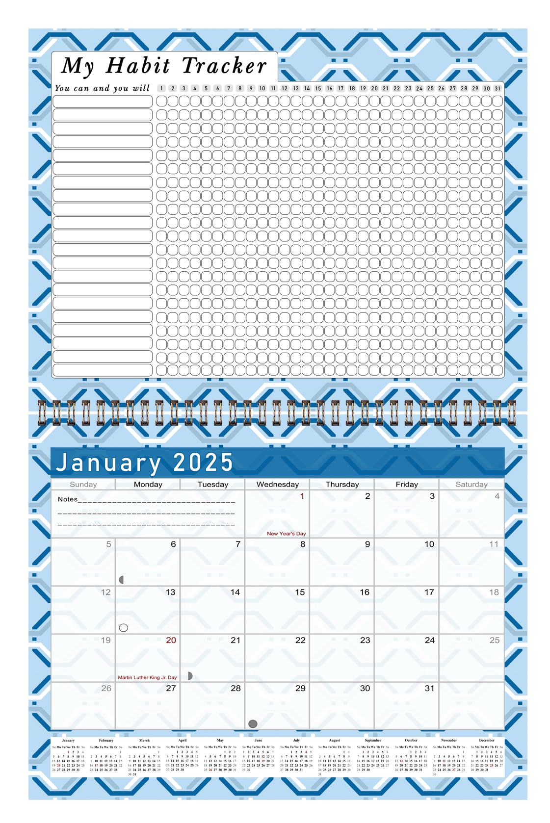 2025 Motivational Monthly Planner & Calendar - Daily, Weekly, Monthly Goal Tracking Journal with Habit Tracker - Desktop & Wall Organizer (Edition #04) - Perfect for Office, Home, or School Productivity & Time Management
