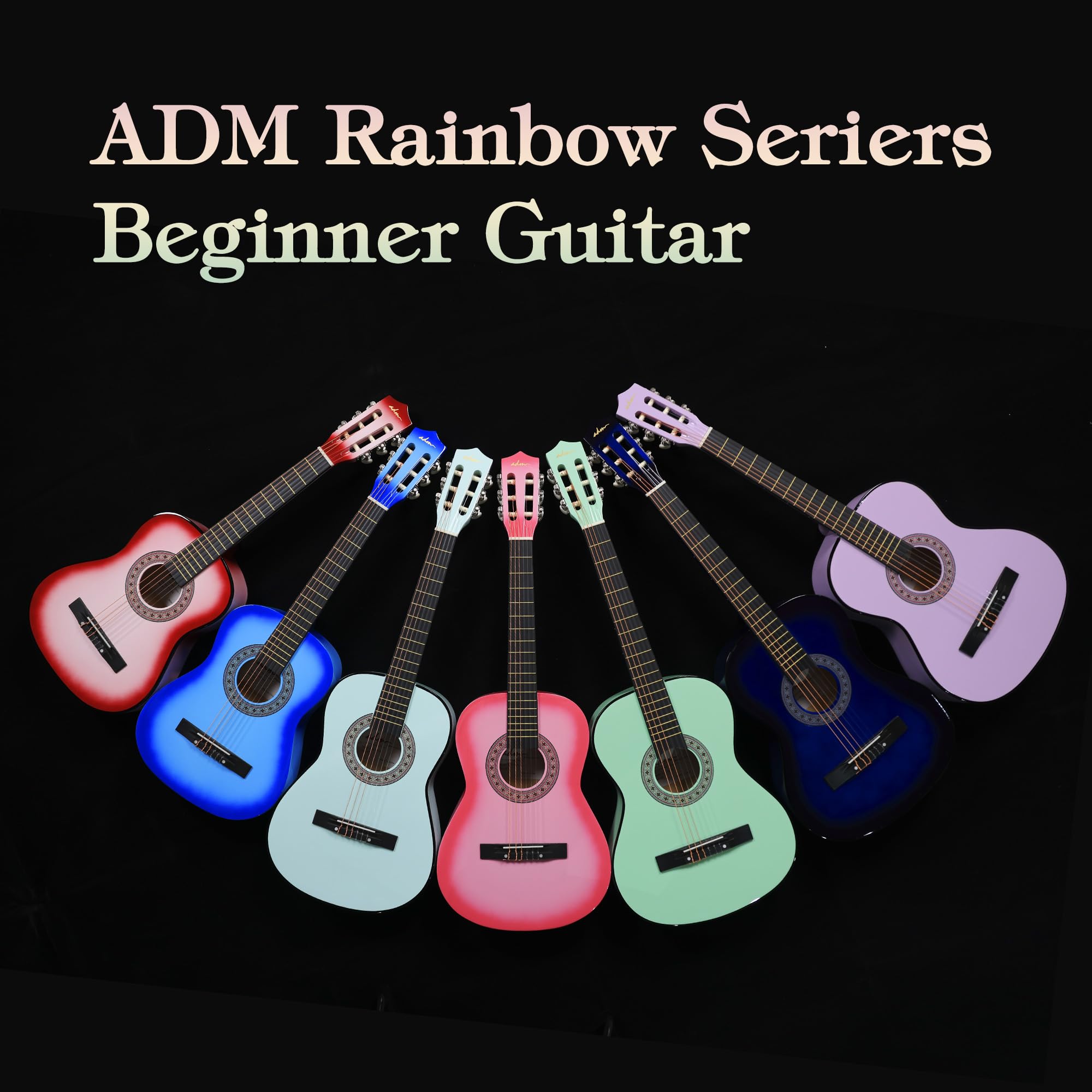ADM 30 Inch Beginner Acoustic Classical Guitar with Nylon Strings - Wooden Guitar Bundle Kit for Kids, Boys, Girls & Students (Includes Gig Bag, Strap, Tuner, Extra Strings, Picks) - Perfect for Home Practice, Music Lessons & Youth Performances