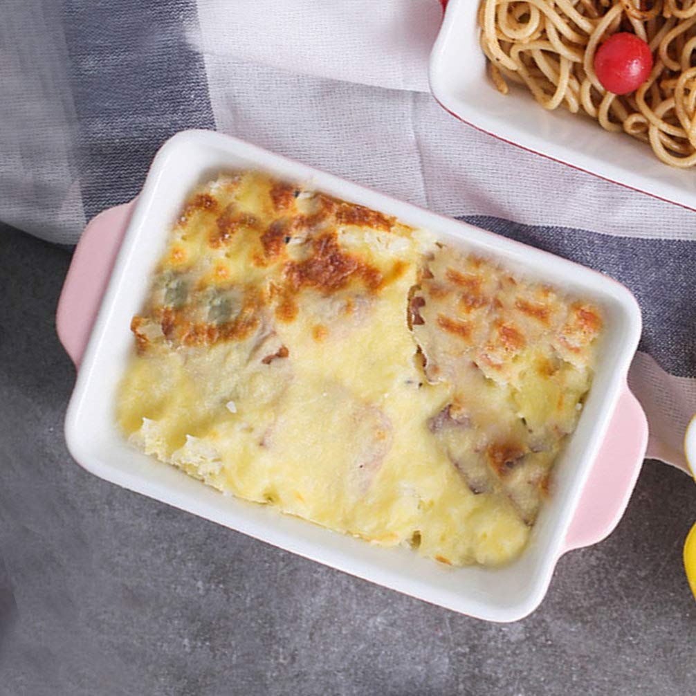 Nonstick Ceramic Baking Pan with Handle - Rectangular Casserole Dish for Oven & Microwave, Pink Ceramic Bakeware - Perfect for Casseroles, Lasagna & Brownies