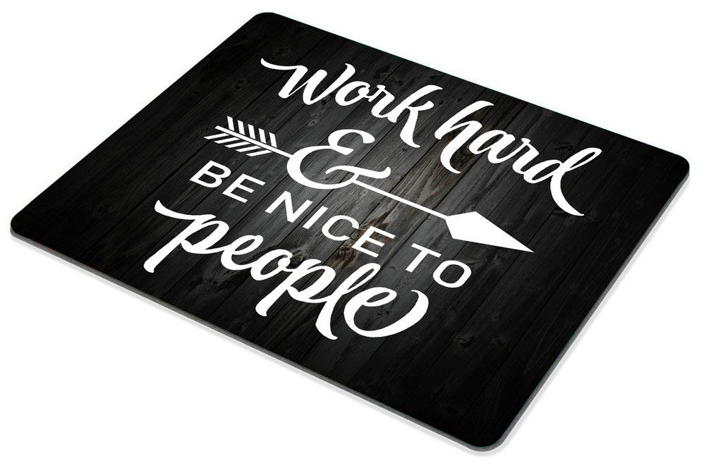 Custom Smooffly Gaming Mouse Pad - Motivational Work Hard & Be Nice Quote - Non-Slip Desk Mat for Office & Home Workspace - Perfect for Gamers, Professionals & Students