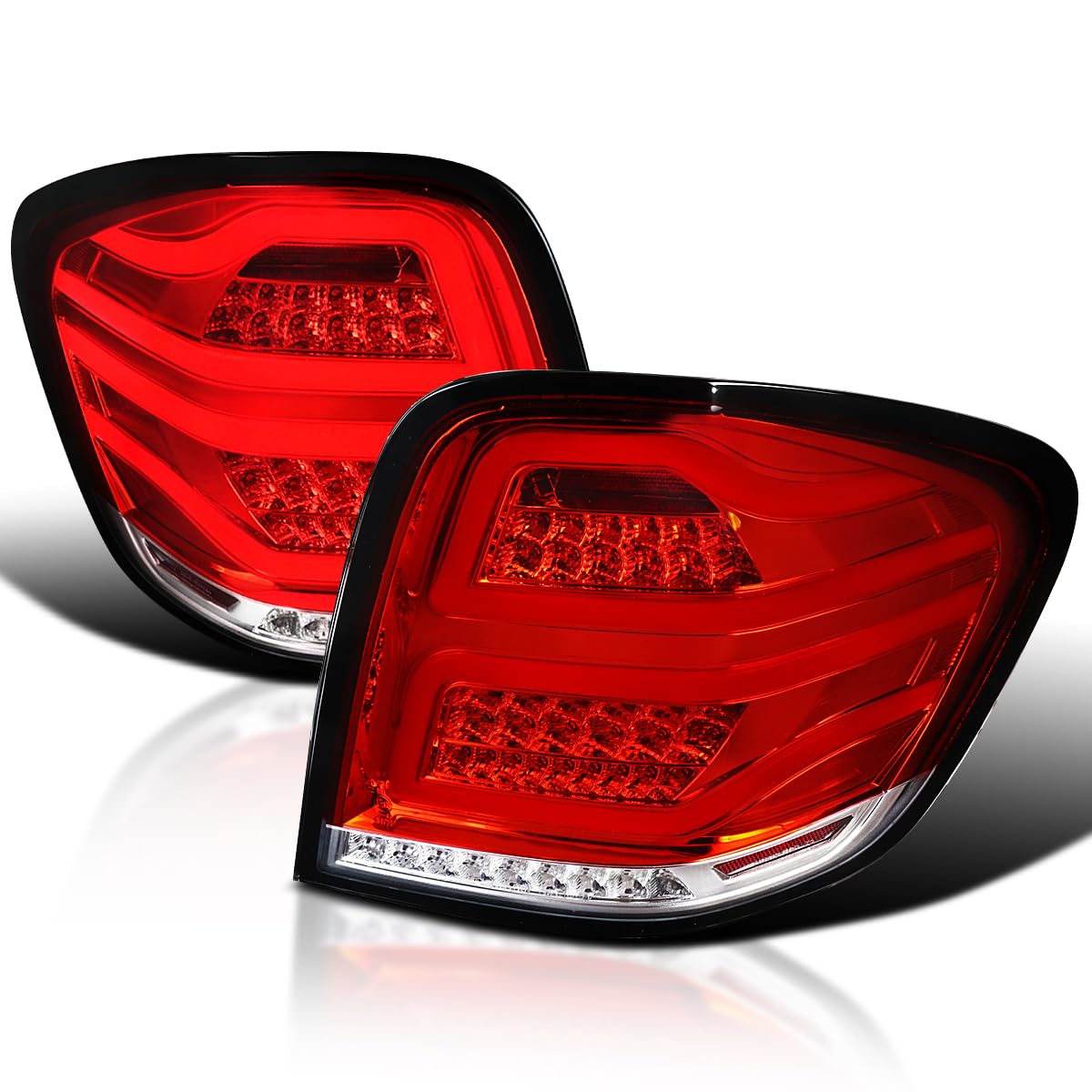 Spec-D Tuning Red LED Bar Tail Lights for 2006-2011 Mercedes-Benz W164 ML-Class - Left & Right Pair Assembly - Enhance Style & Night Visibility for SUV Driving