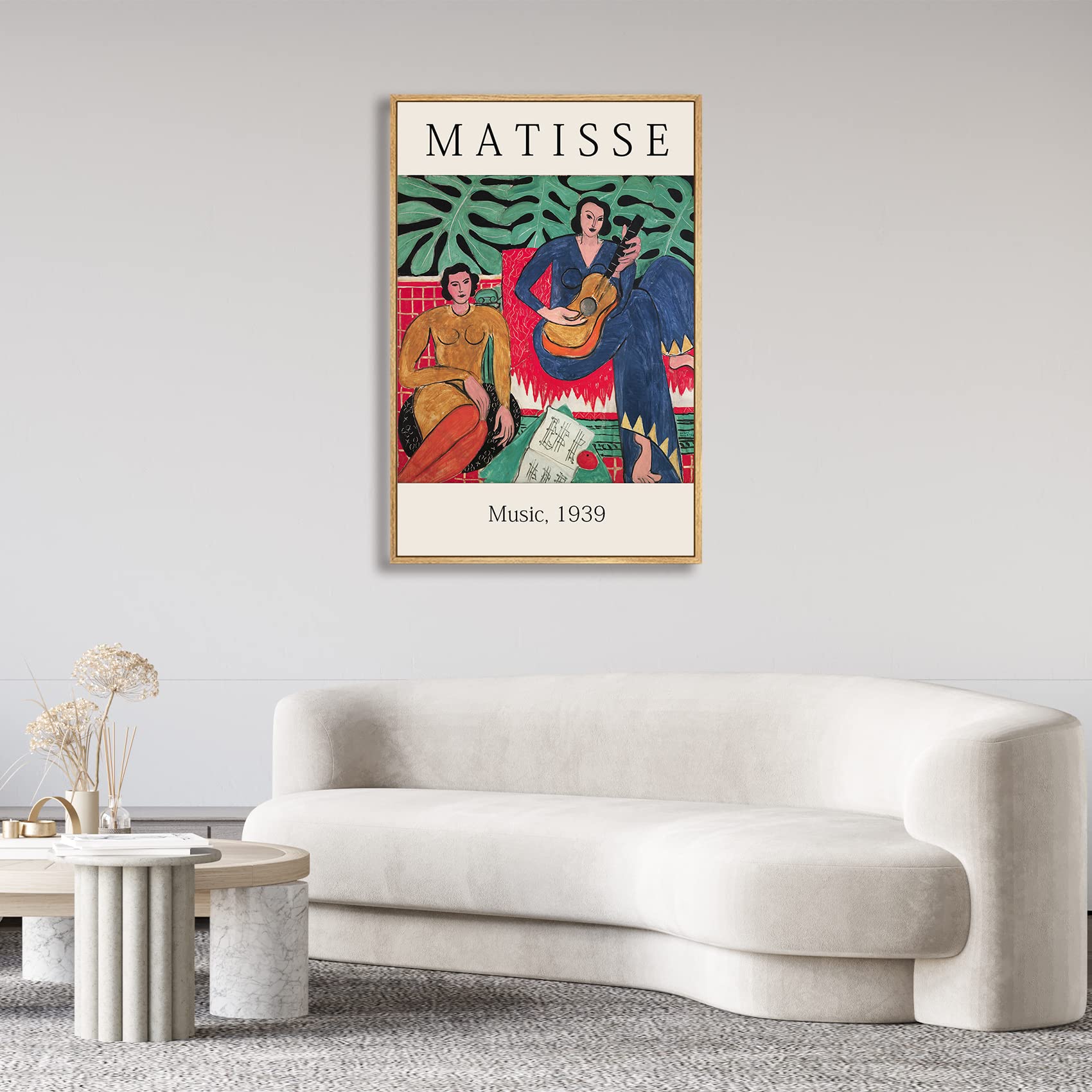 Matisse Framed Wall Art - Mid Century Modern Canvas Painting 16x24 Inches - Minimalist Aesthetic Decor for Living Room, Bedroom & Office - Henri Matisse Gallery Prints with Natural Wood Frame