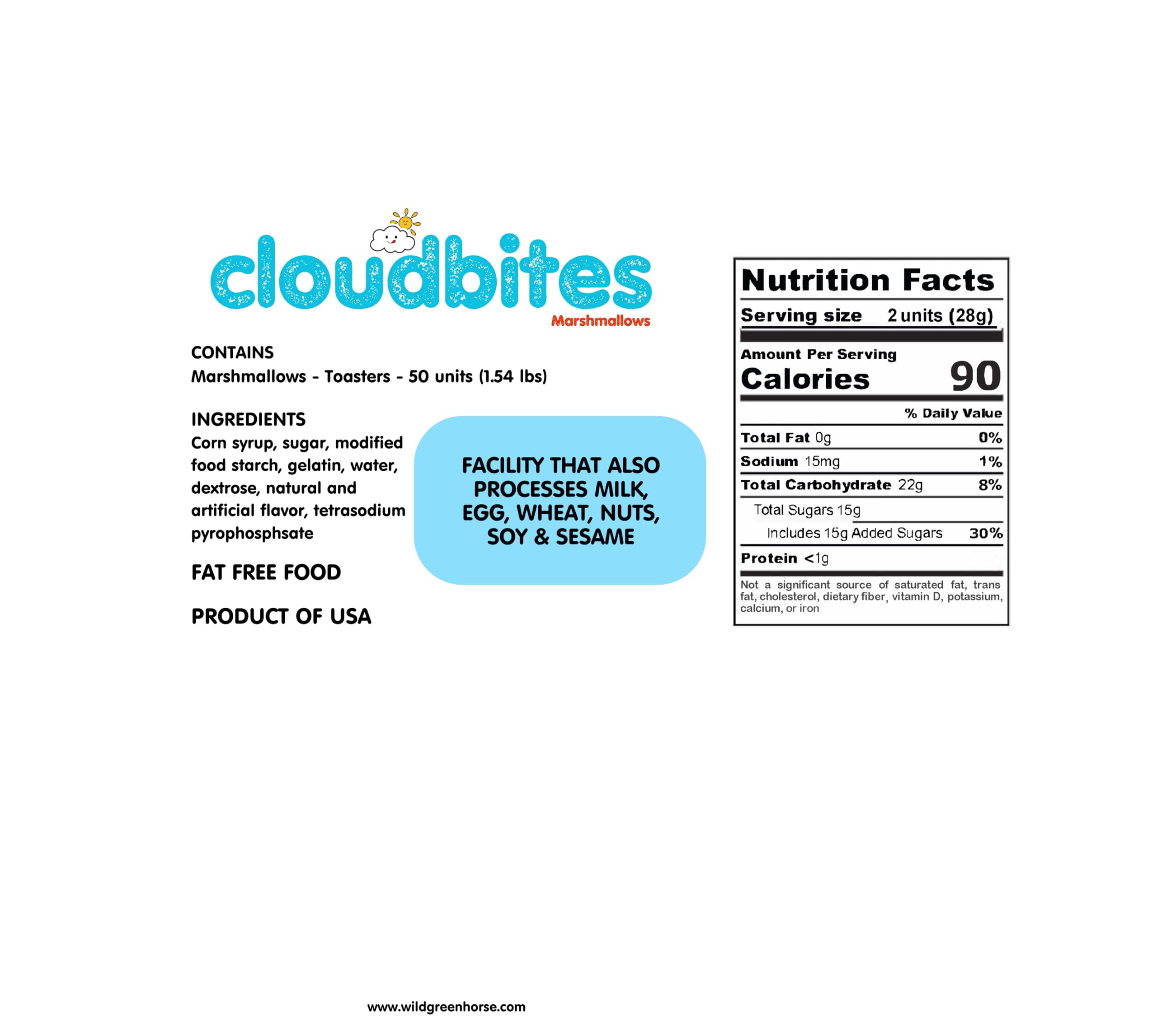 Cloudbites Individually Wrapped Marshmallows - 50 Count Bulk Pack | Perfect for S'mores, Hot Chocolate & Campfire Snacks | Quick Toaster Treats for Kids & Parties