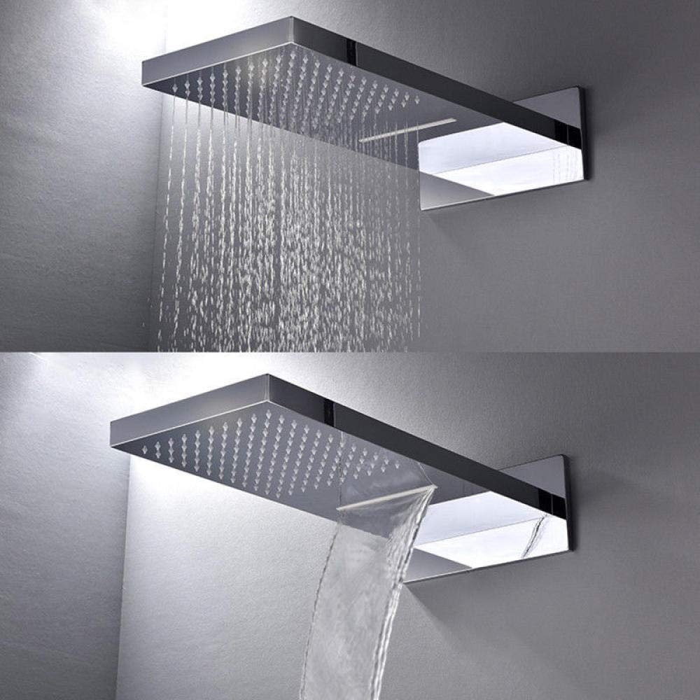 Thermostatic Chrome Rain Shower Faucet Set - Wall Mounted Waterfall Showerhead & Bathtub Mixer Tap for Modern Bathroom (Perfect for Spa-Like Showers & Relaxing Baths)