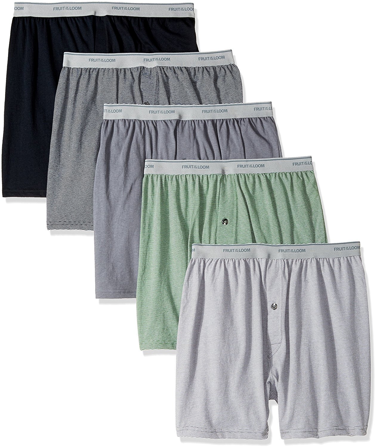 Fruit of the Loom Men's Cotton Knit Boxer Briefs 5-Pack - Soft Comfort Underwear for Everyday Wear & Lounge