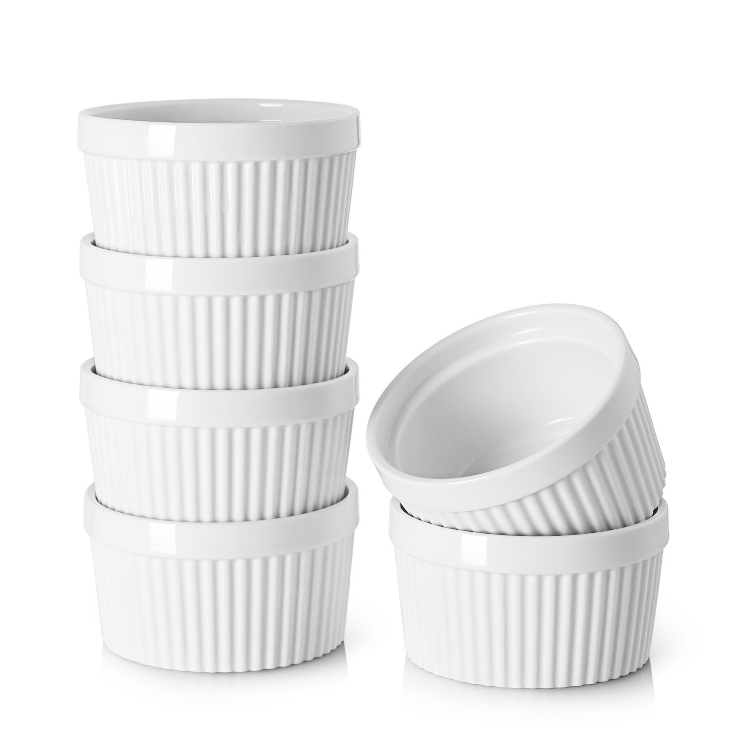 6-Piece 8Oz Porcelain Ramekins Set - Oven Safe Baking Dishes for Crème Brûlée, Soufflés & Desserts - Perfect for Home Baking & Restaurant Use