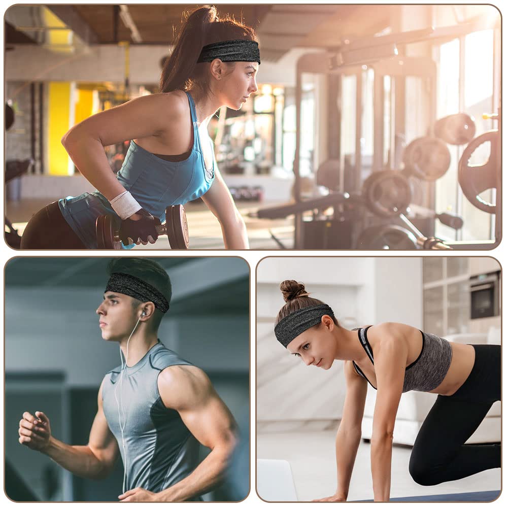 URAQT 4-Pack Unisex Sports Headbands - Breathable Cotton Yoga Headbands for Men & Women - Non-Slip Sweatband for Workout, Running, Cycling & Fitness - Perfect for Yoga, Gym, Tennis & Outdoor Activities