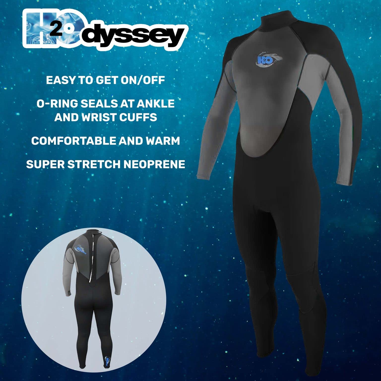 H2Odyssey Momentum 4/3mm Men's Wetsuit - Premium Neoprene Long Sleeve Swimsuit for Surfing, Diving, Snorkeling & Water Sports | All-Season Comfort & Flexibility