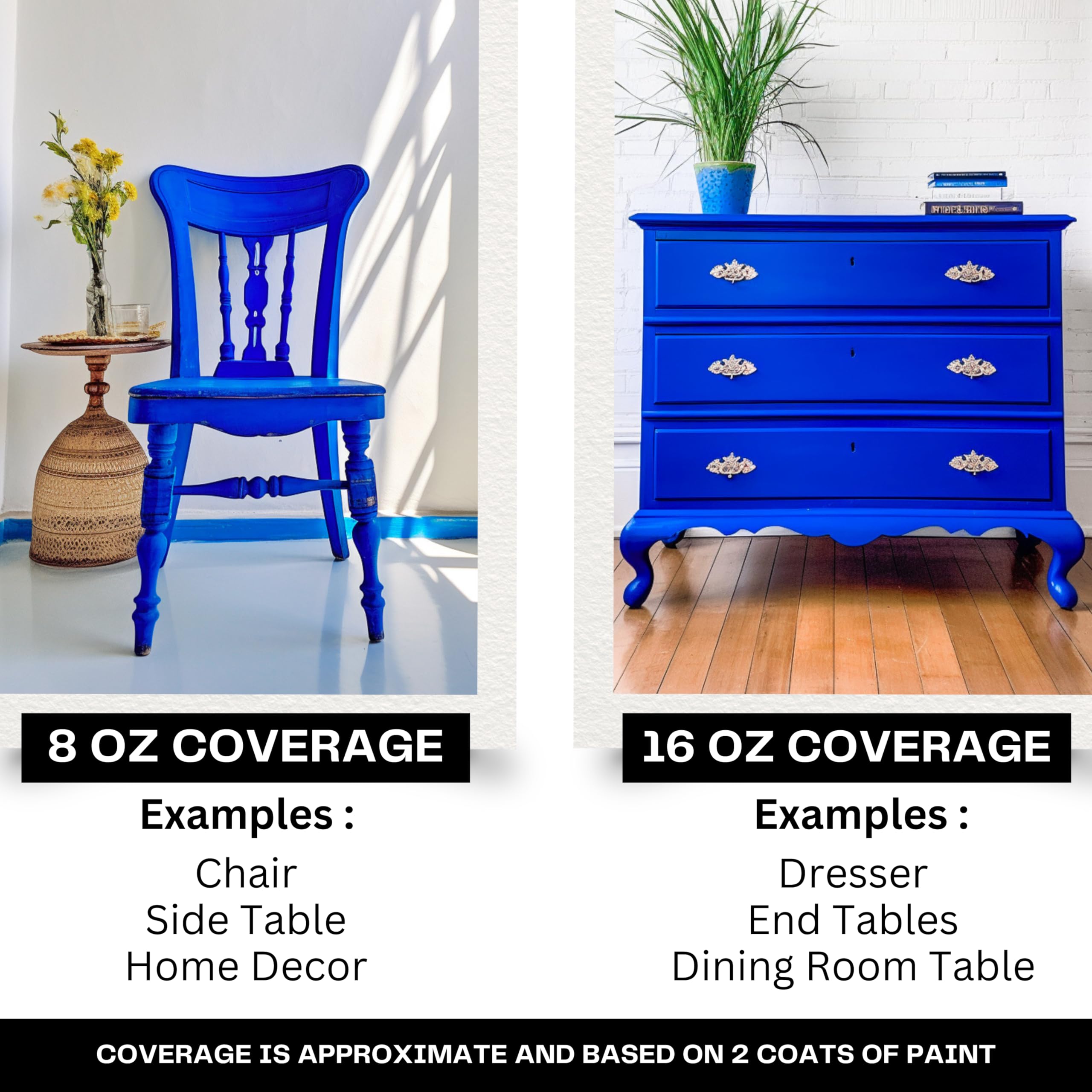 Premium Matte Cobalt Blue Chalk & Clay Paint - 8oz for Furniture, Wood DIY Projects & Home Décor | Non-Toxic Artist & Crafter Paint | Perfect for Shabby Chic Furniture, Cabinets & Crafting Projects