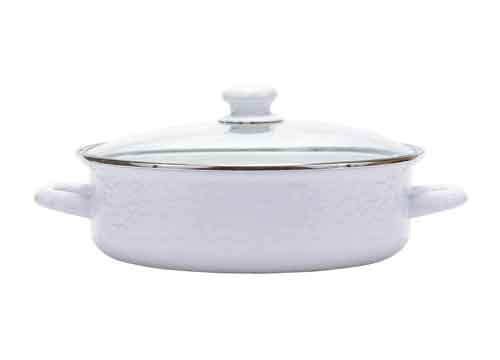 3 Quart Saute Pan with Solid White Enamel Coating - Nonstick, Oven Safe & Dishwasher Safe - Perfect for Searing, Frying & Simmering - Ideal for Home Cooking & Professional Kitchens