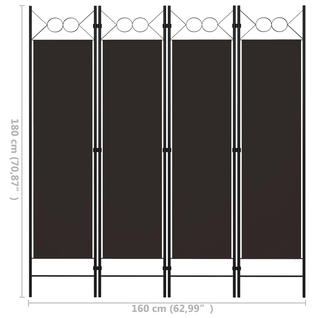 4-Panel Wooden Room Divider Screen - 63