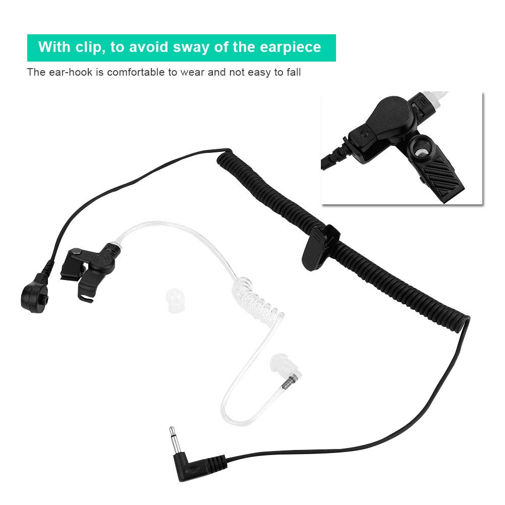 3.5mm M Head Convert Acoustic Tube Earpiece Ear Hook - Clear Coil Tube Earbud for Walkie Talkie & Two Way Radio Headsets - Ideal for Patrolmen, Security Guards, Hotel Staff & Event Ceremonies (Discreet Communication Solution)