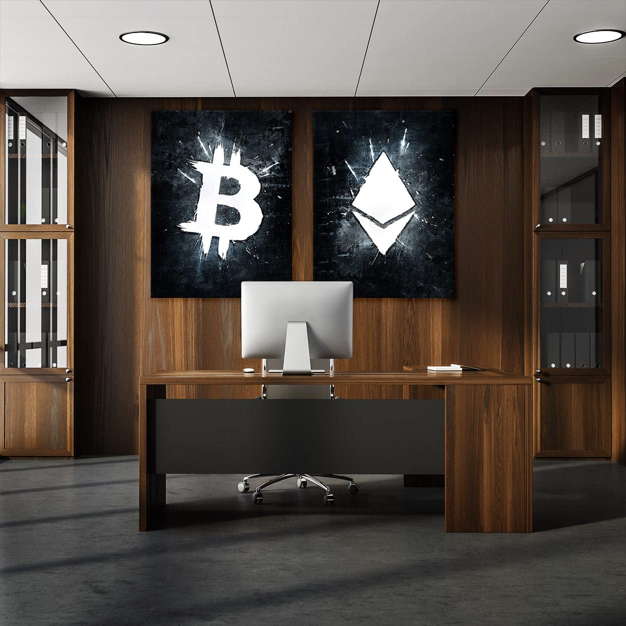 Crypto Canvas Wall Art - Bitcoin & Blockchain Themed Modern Home Decor for Living Room, Office & Gifts