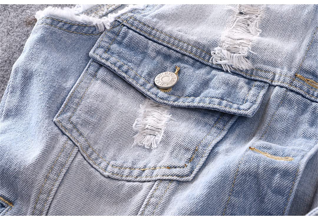 Men's Plus Size Hip Hop Denim Vest - Punk Rock Rivet Waistcoat for Motorcycle & Streetwear Fashion - Perfect for Concerts, Parties & Urban Style