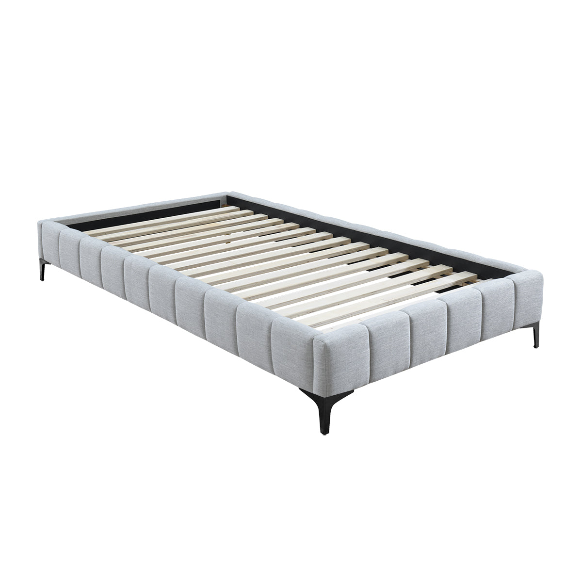 Georgia Fabric King Single Bed Frame - Sturdy & Stylish Platform Bed with Wooden Slats for Home, Bedroom, Guest Room, Dorm - Easy Assembly & Modern Design