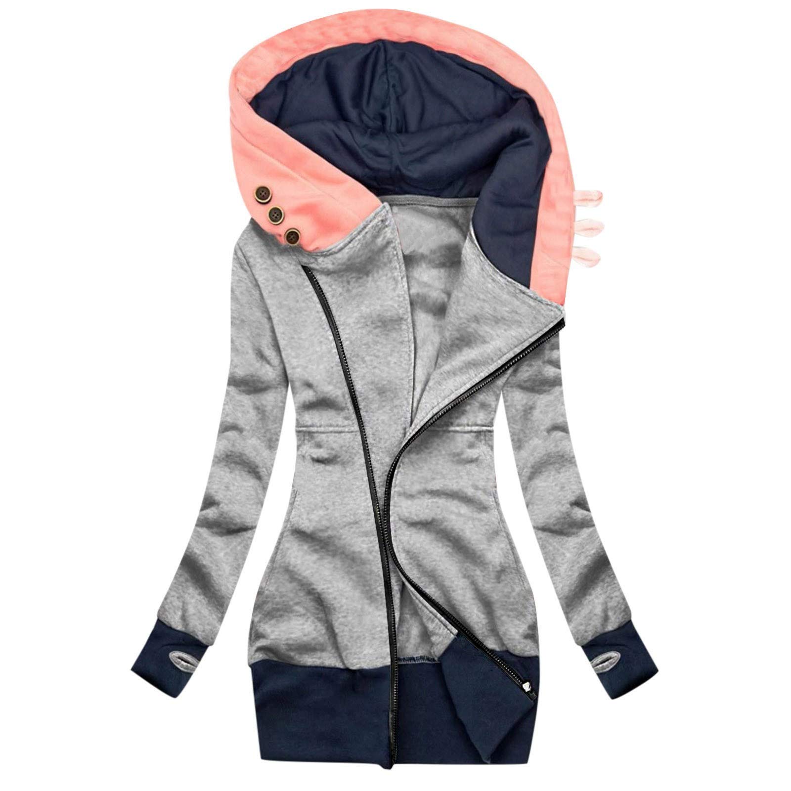 Women's Vintage Casual Tops & Loose Fit Color Block Hoodies - Comfy Jackets, Sweatshirts for Workout, Office & Everyday Wear