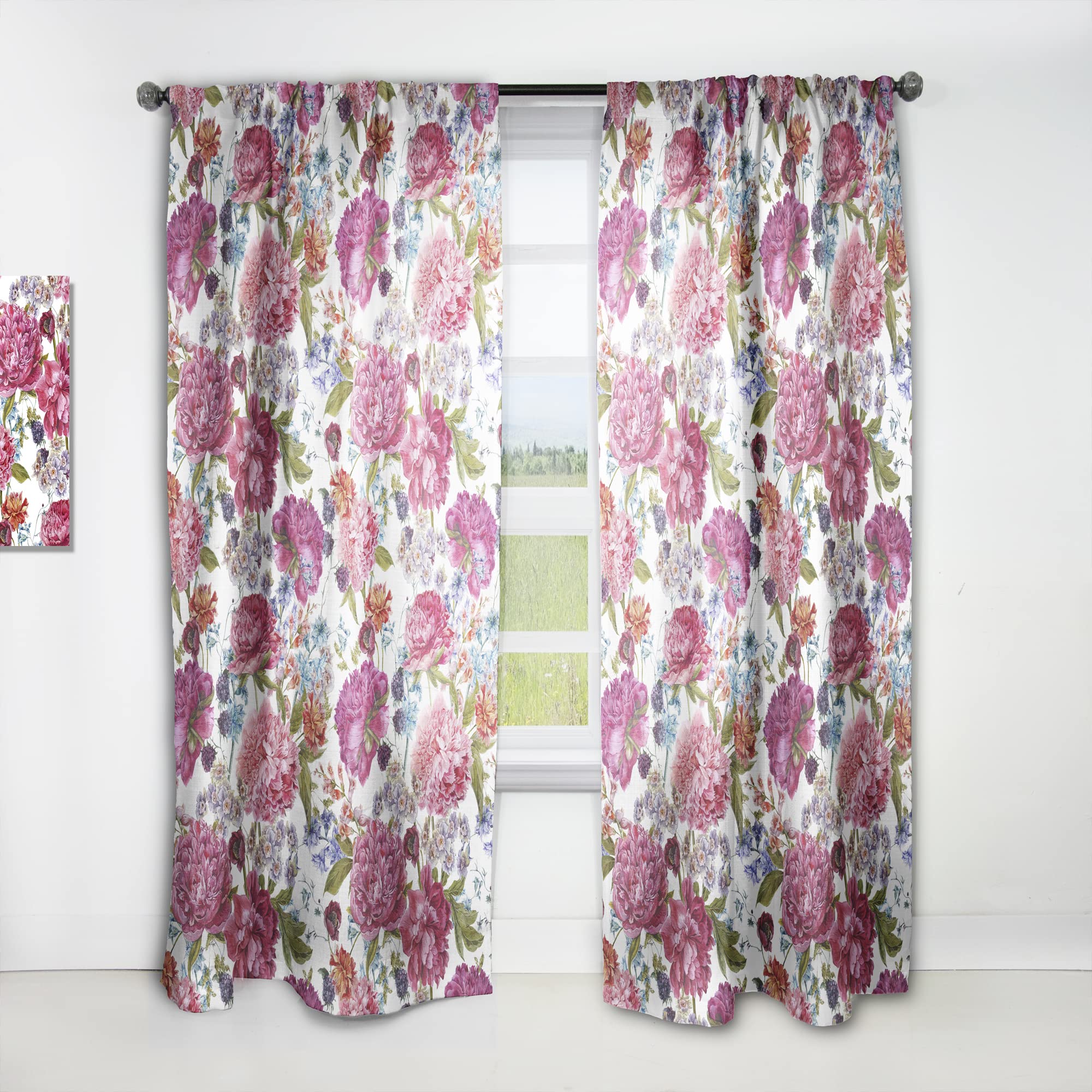 Blooming Burgundy Peonies Thermal Insulated Curtains - 52x95 Inch Single Panel for Bedroom & Living Room - Elegant Home Decor for Windows, Perfect for Privacy & Light Control
