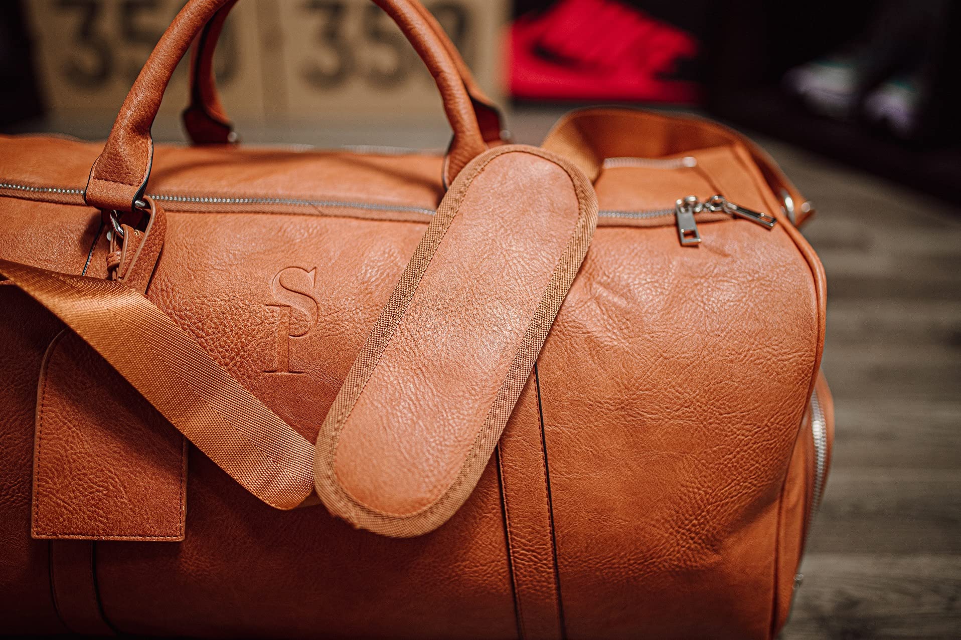 Premium Leather Duffle Bag for Travel - Multi-Functional Carry-On with Shoe Compartment & Spacious Storage - Ideal for Gym, Business Trips & Weekend Getaways (Brown)