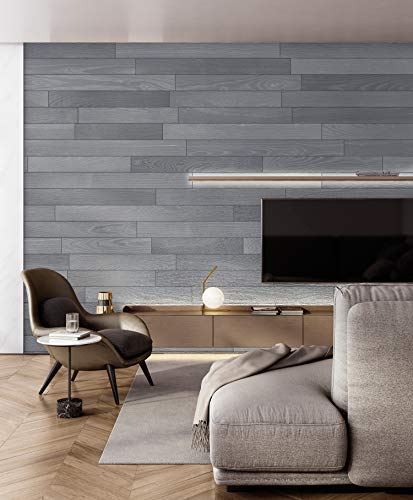 Real Wood Peel and Stick Wall Panels with 3M Adhesive - Easy DIY Installation, Warm Grey (16.25 sq.ft/Box) for Bedroom, Living Room, and Office Decoration