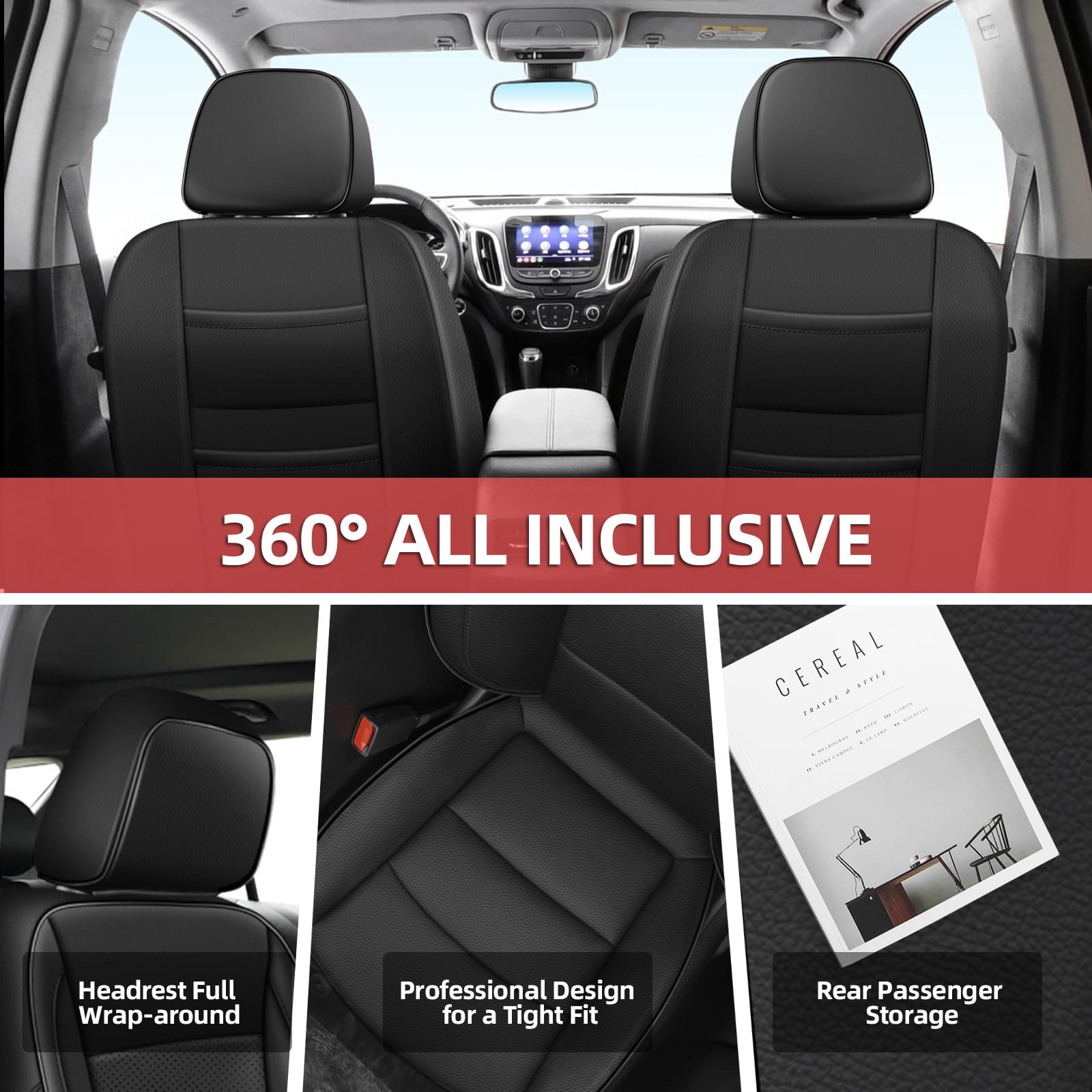 Premium Custom Fit Seat Covers for Chevy Equinox 2018-2024 (LT/LS/Premier/RS Models) - Full Set Black Neoprene Car Seat Protectors - Perfect for Daily Commute, Road Trips & Family Protection