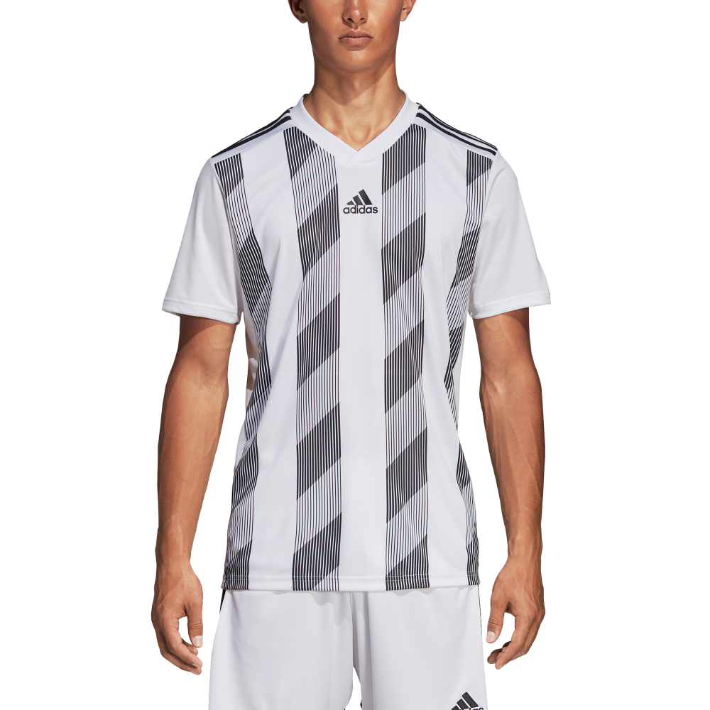 Adidas Men's Striped 19 Soccer Jersey - White/Black - Breathable Performance Shirt for Training & Match Play