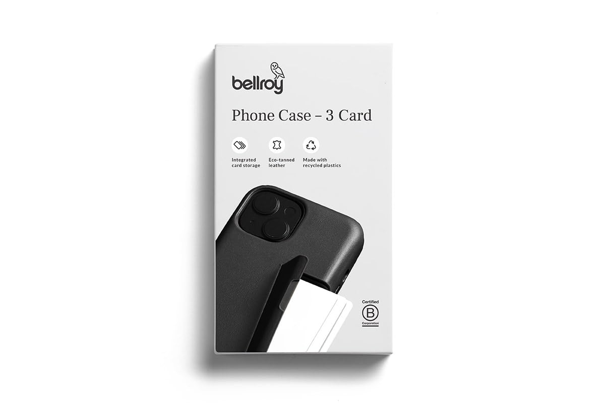Bellroy Premium Leather iPhone 15 Plus Case with 3 Card Holder - Slim Wallet Phone Cover for Women & Men (Everglade Green) | Perfect for Travel, Work & Everyday Use