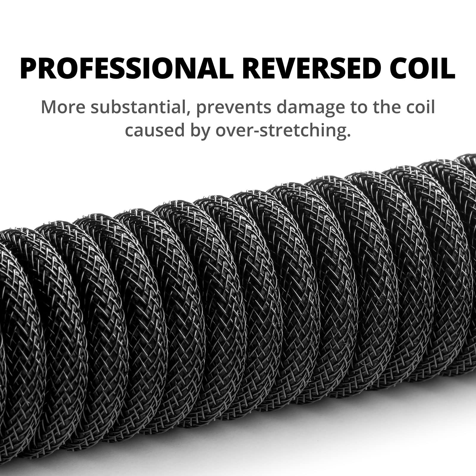 Premium GUNMJO Pro Custom Coiled USB C Cable for Mechanical Gaming Keyboards - Double-Sleeved Braided USB-C to USB-A Cable with Detachable Metal Aviator Connector (1.5M/5ft, Classic Black) - Perfect for Esports, PC Gaming & Workstation Setups