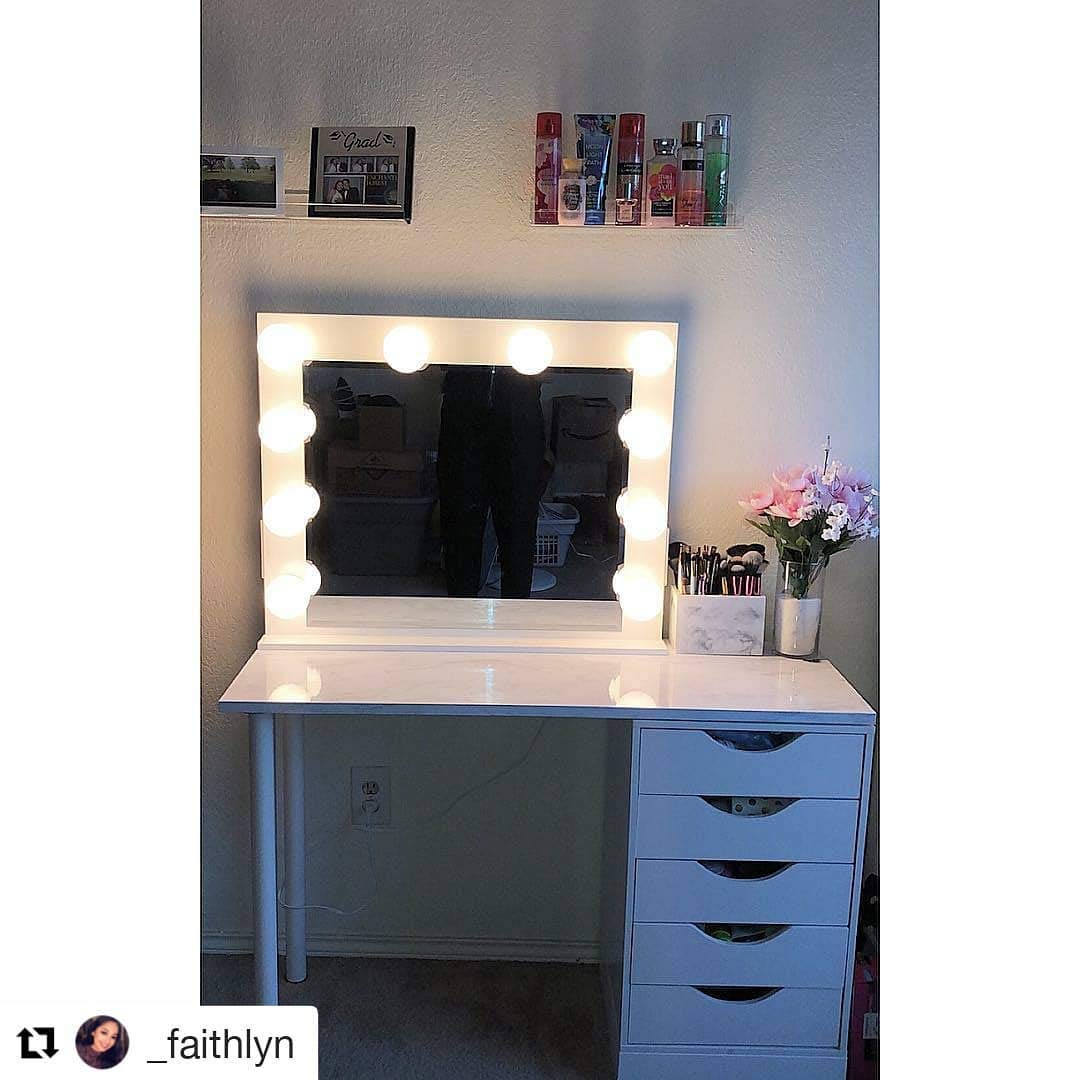 Hollywood Style LED Lighted Vanity Mirror with Dimmable Lights & Power Outlet - Freestanding Makeup Mirror for Tabletop or Vanity Desk - Perfect for Home Makeup Studio, Beauty Salon & Dressing Room