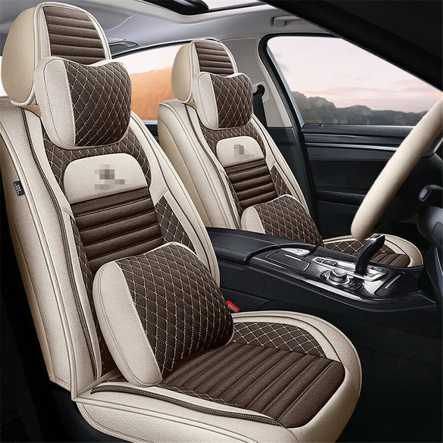 Universal Brown 5-Seat Car Seat Covers - Full Set for Front & Rear Seats - Durable Protection for SUVs, Sedans & Trucks - Perfect for Family Road Trips, Commuting & Outdoor Adventures