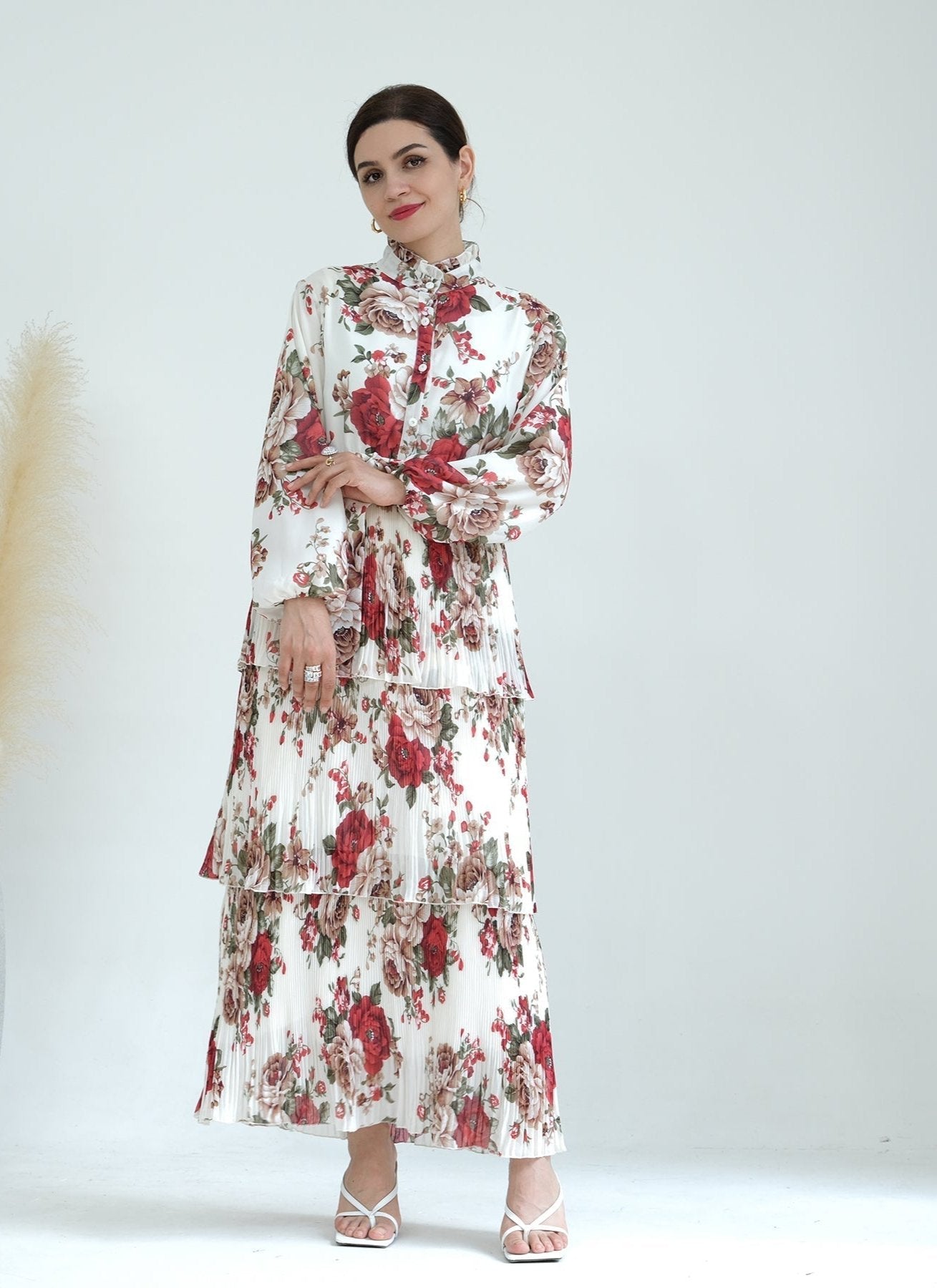 Fleur Maxi Dress - Elegant Red & Ivory Floral Summer Dress for Women | Perfect for Beach, Vacation & Casual Outings