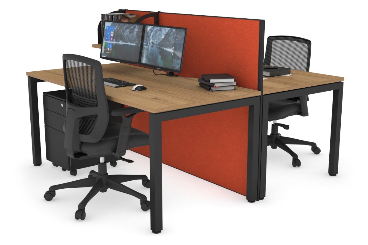 Horizon Quadro 2-Person Office Workstation Bench with Square Legs - 1600L x 800W Dimensions, Cable Management Scallop - Perfect for Collaborative Workspaces & Modern Offices